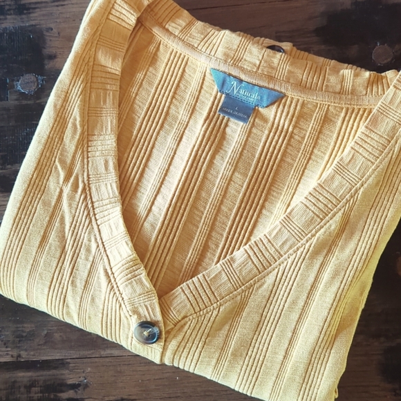 Like New! Natural Reflections Gold Short Sleeve V-Neck Cotton Ribbed Tee-Sz L. - Picture 10 of 10